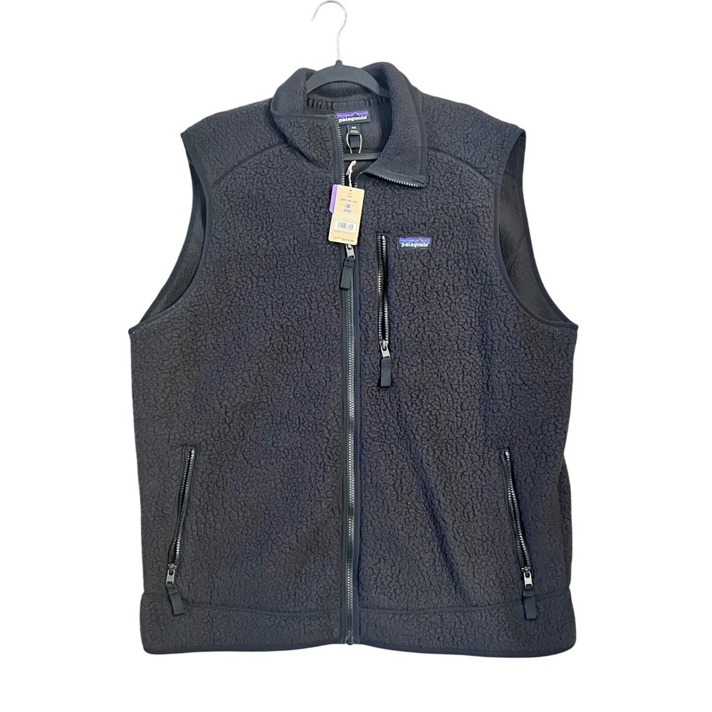 Patagonia Men's Fleece Vest Full Zip Sherpa Black Size XXL Gorpcore